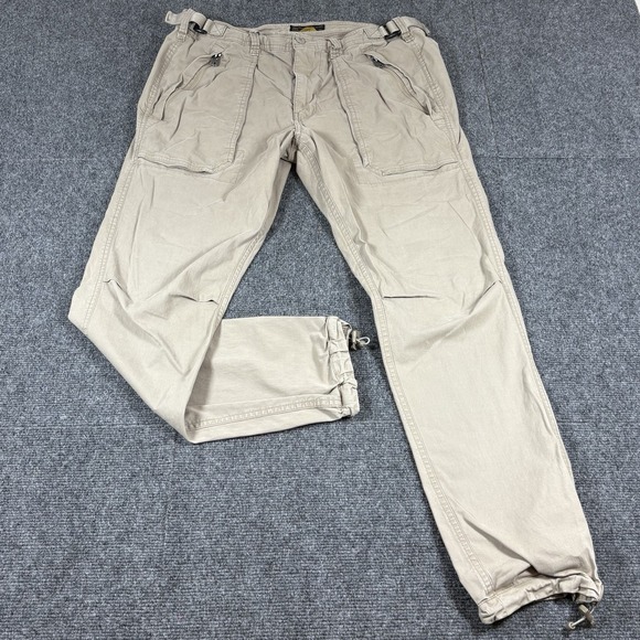 VTG Y2K Abercrombie Fitch Cargo Pant Men 33X30* Slim Straight Paratrooper Khaki - Picture 1 of 14